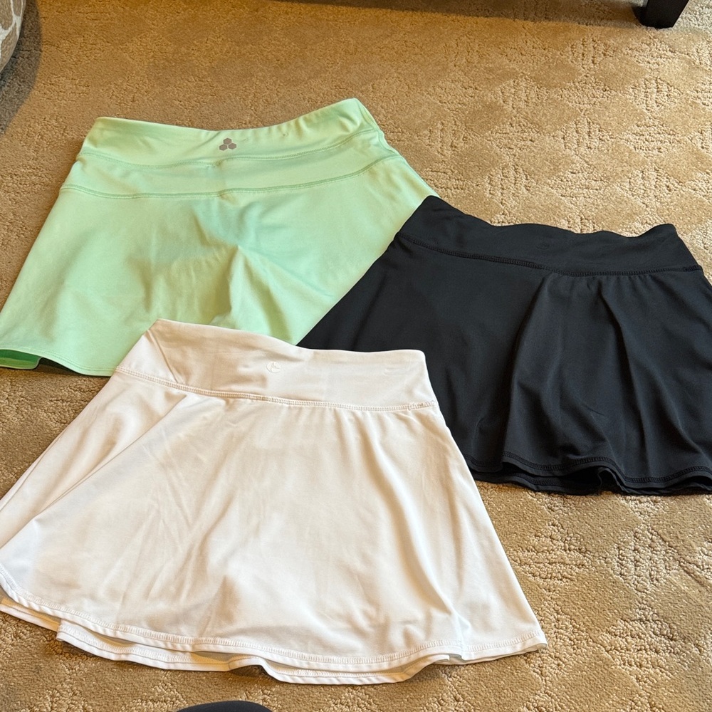 3 Tennis/Golf Skorts - Mint, Black, White - youth girls 10/12 and 12